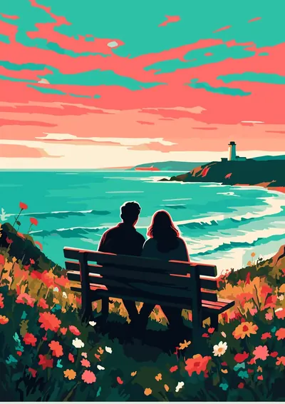Bench at Sunset — finished picture