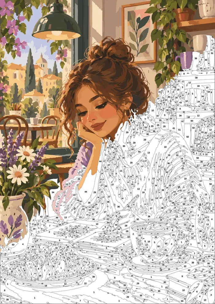Morning Pages — half painted, showing the numbered scheme