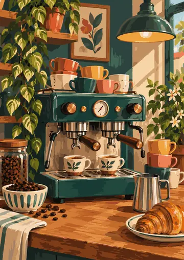 Teal Espresso Machine — finished page