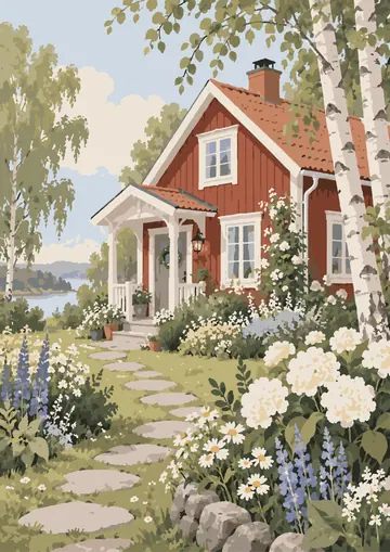Red Cabin in the Birches — finished page