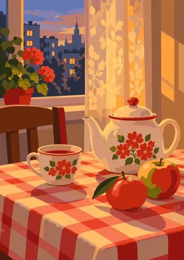 Teapot and Apples — finished page