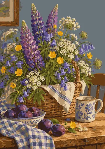 Lupines in a Basket — finished page